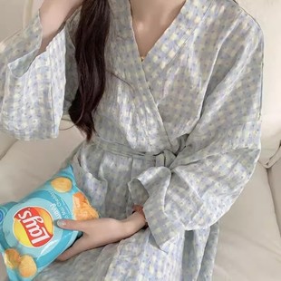 中长款 日系睡衣女浴袍女2025年新款 睡袍女透气甜美风可外穿家居服