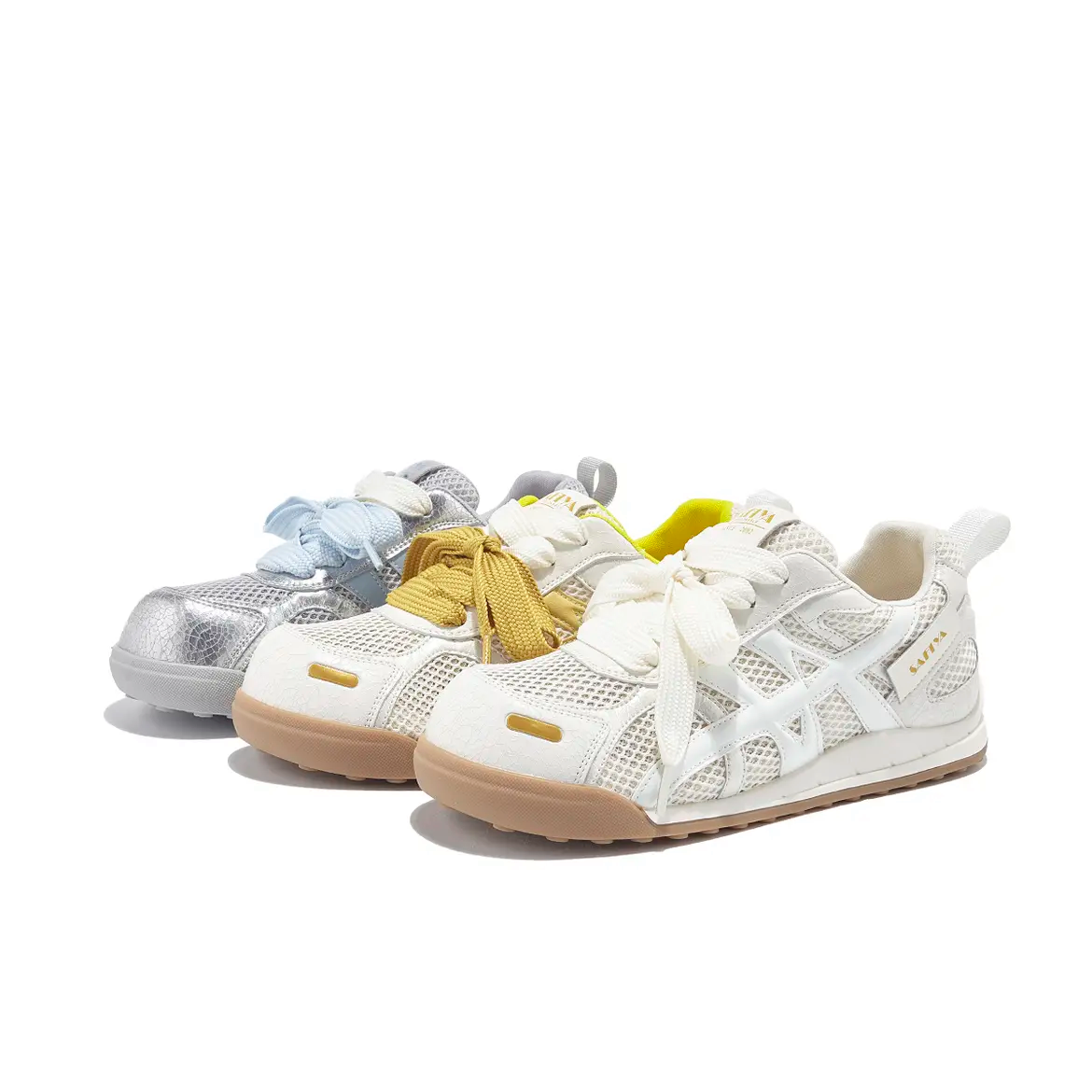 休闲风平底圆头阿甘鞋网面透气