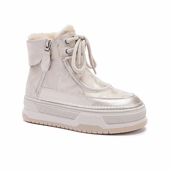 厚底真皮兔毛雪地靴女2025冬季 新款 加绒加厚百搭简约休闲短筒靴子