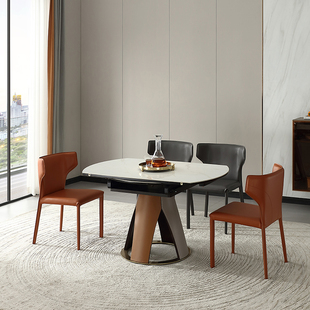 极简 伸缩功能圆形岩板餐桌椅 FB0033 意式 全友家居家具家私正品