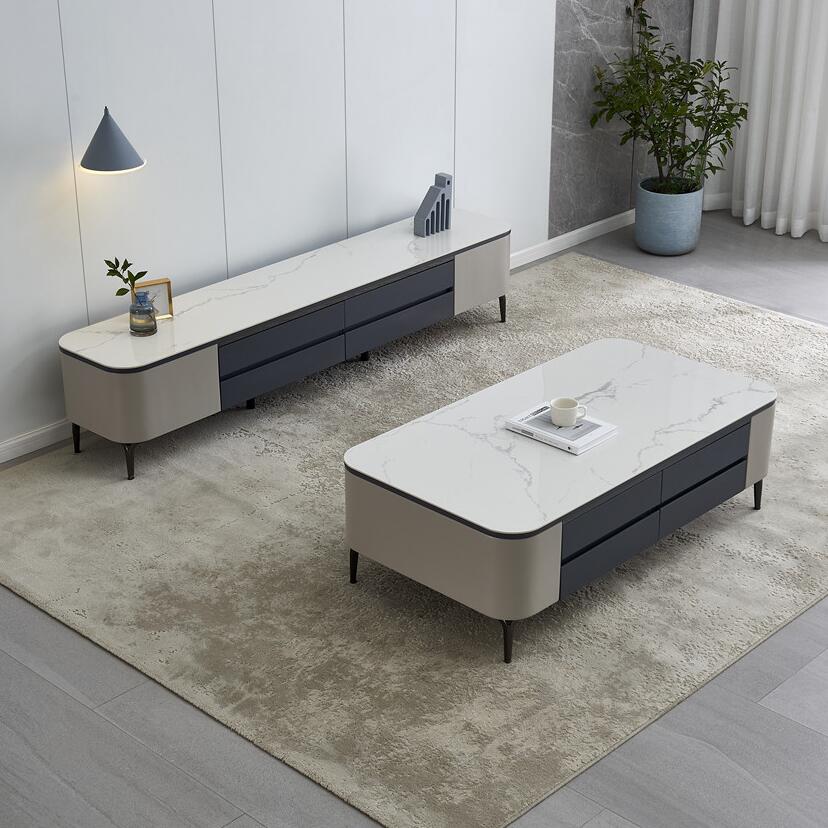 全友家居家具 FH0013 现代简约 岩板台面 实木抽屉 茶几 电视柜