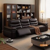 直排一字型真头层黄牛皮艺沙发 22976G 全友家居门店同款 复古风