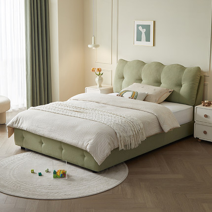 全友家居 门店同款 92309 青少年儿童软包亲柔绒布布艺床1.5米