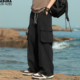 束脚多口袋长裤 男加肥加大码 潮牌胖子直筒裤 工装 宽松快干夏季 港风