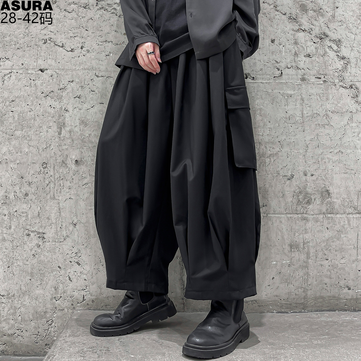 山本裤男夏秋款加肥大码潮胖子哈伦九分灯笼长裤宽松痞帅工装暗黑