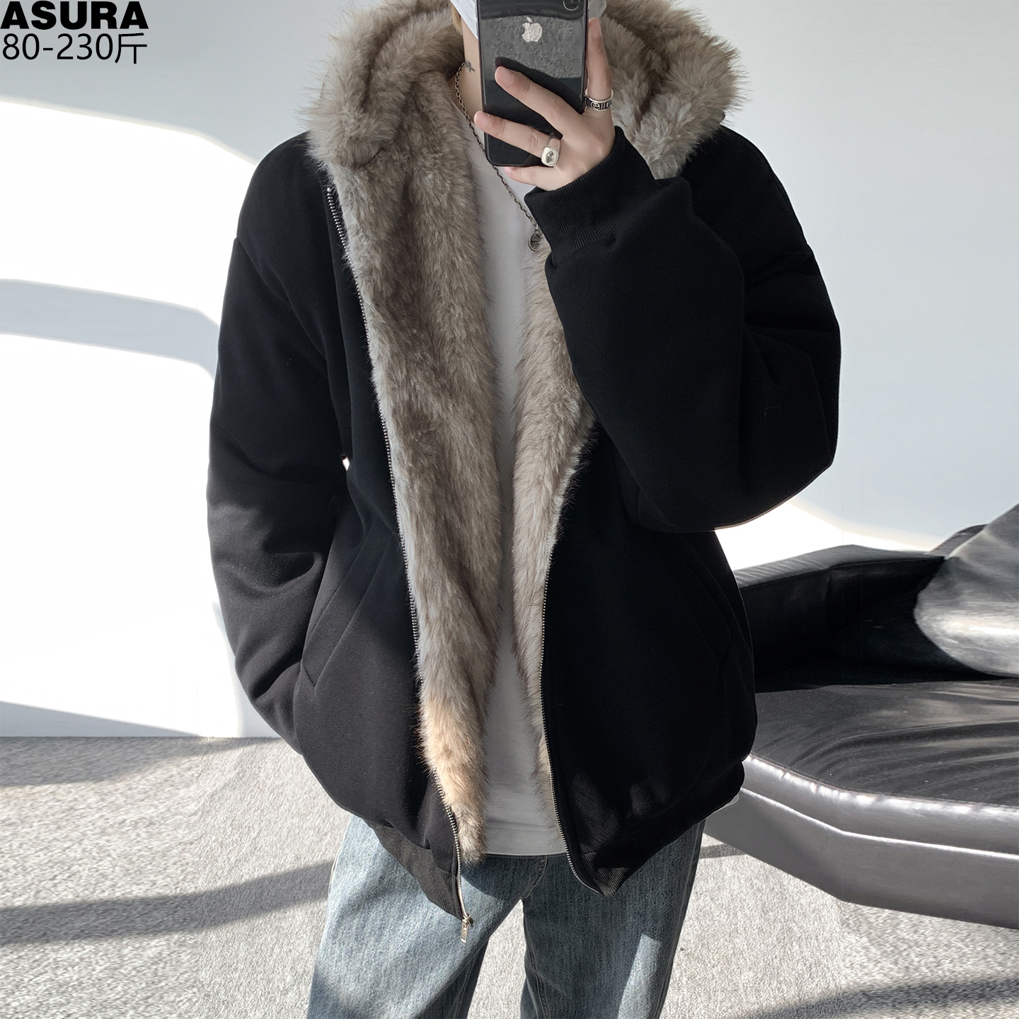 座山雕厚款连帽迷彩棉衣棉服袄男加肥加大码潮牌胖子宽松冬季保暖