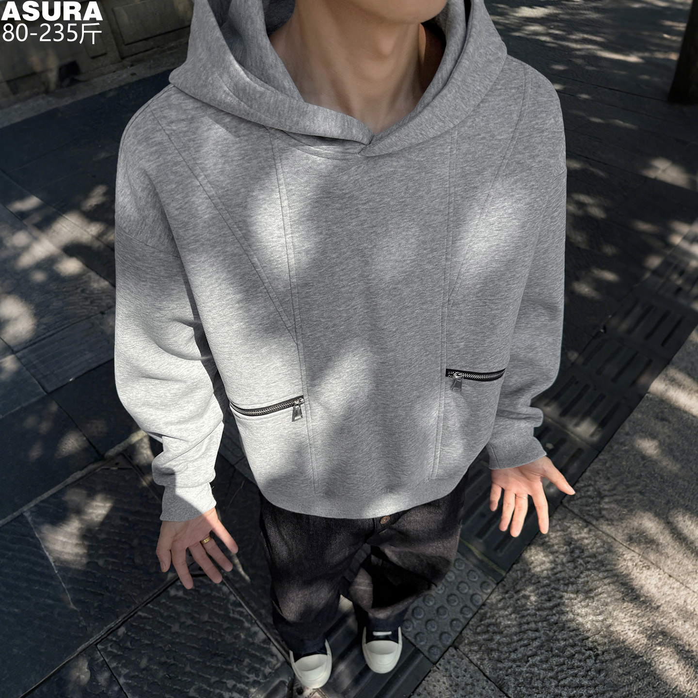 连帽卫衣高克重拉链美式宽松外套