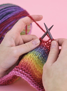 addi德国进口毛衣针Mystic Lace706-2紫色阳极氧化铝尖头长环形针