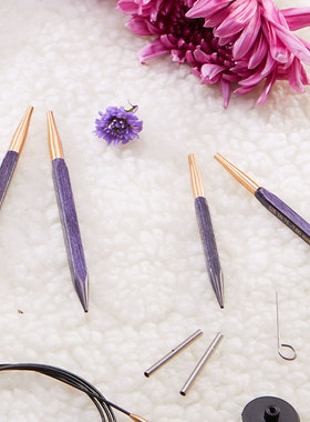编织工具knitpro J'adore Cubics紫色立方体环形针可拆针头袖子针