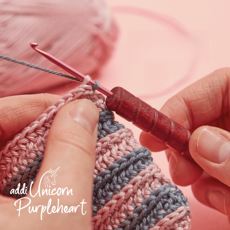 德国原装进口编织工具addi独角兽钩针紫木圆柱手柄镀色铝钩头钩针