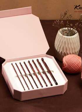 knitpro rose进口编织工具直柄钩针毛线玫瑰奢华桦木钩针套装礼盒