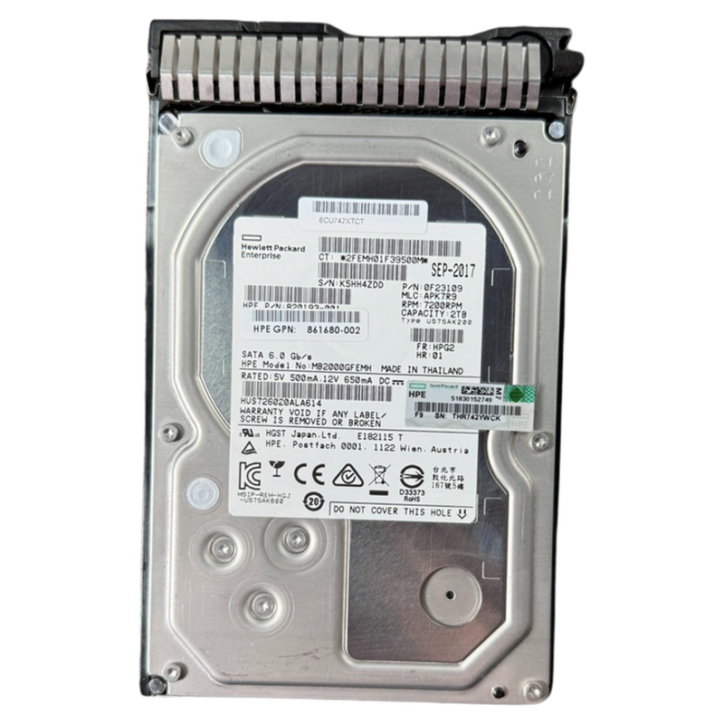HP/惠普 861680-002 862126-001 2T SATA 7.2K 3.5寸服务器硬盘
