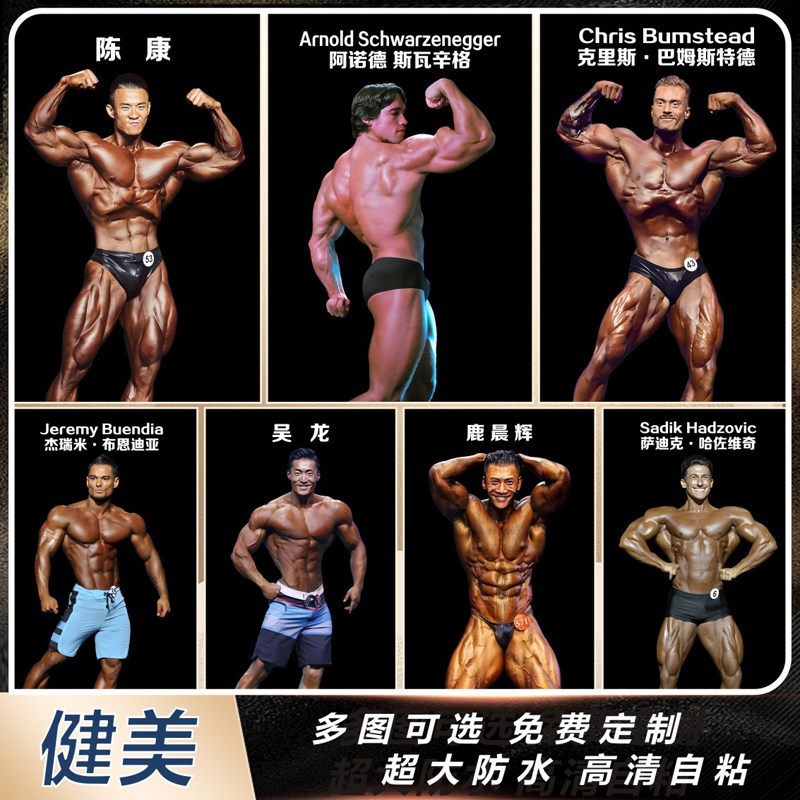施瓦辛格罗尼克里斯萨迪克杰瑞米陈康健美奥赛健身海报装饰画定制