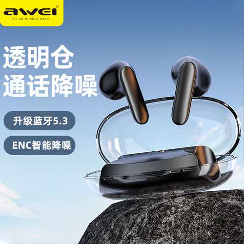 Awei用维降噪蓝牙耳机T85四咪通话降噪ENC蓝牙5.3音乐无线tws耳机