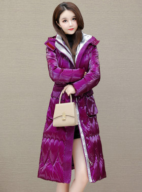 亮面免洗棉服女冬季中长款