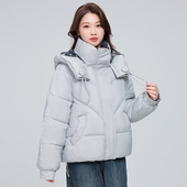 休闲简约百搭连帽保暖加厚短款 大码 外套 新品 时尚 羽绒棉服女款 冬季
