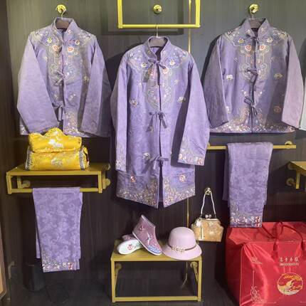 新款高档寿服女全套纯棉刺绣装老衣老人冲喜百年服七件套全套配齐