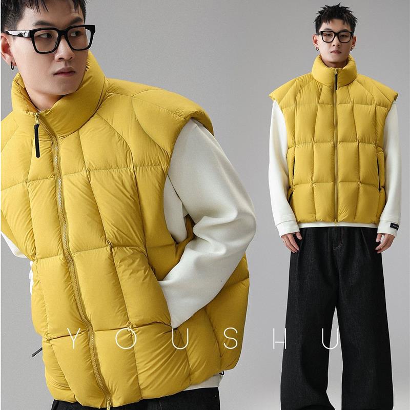 菱域暖语立体90白鸭绒立领羽绒服背心男女同款冬季潮牌马甲