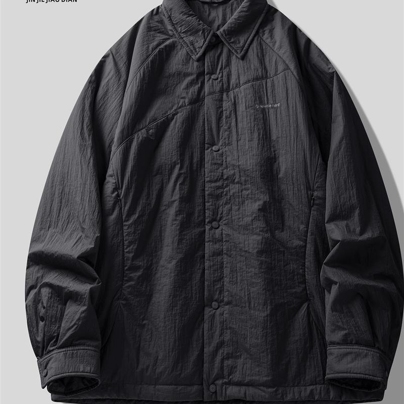 意式高级感解构拼接设计衬衫棉服男士棉袄2025秋冬季保暖棉衣外套