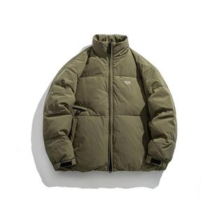 悟空有货冬季潮牌90白鸭绒立领羽绒服男复古美式情侣保暖防寒外套