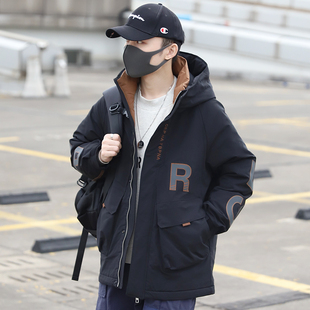 2025年新款羽绒服男士冬季中长款潮牌工装外套男款青少年品牌潮流