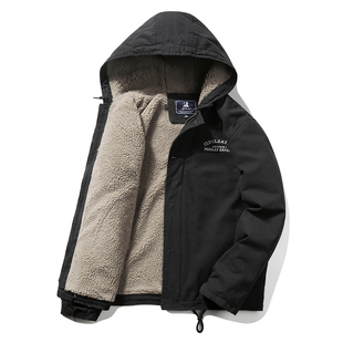 羊羔毛外套男2024新款秋冬季袄子加厚保暖棉衣夹克羔羊绒工装棉服