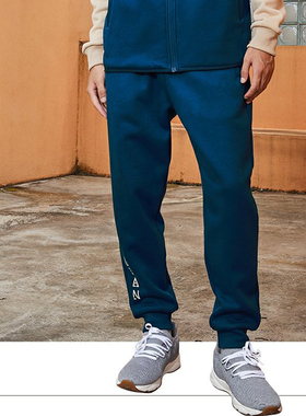 锐克运动加绒运动裤男休闲卫裤加厚保暖束脚裤秋冬季长裤子122322