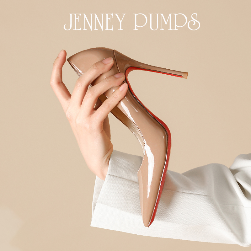 系列之【九层妖塔】百搭裸色高跟鞋女细跟尖头真皮气质单鞋