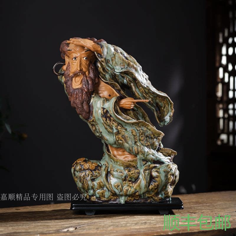 陶瓷达摩祖师爷禅意风软装摆件