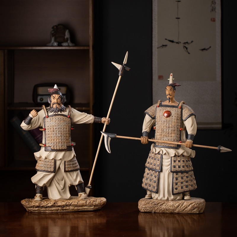 石湾公仔陶瓷摆件全新门神古典秦武将门神兵马俑陶瓷武将装饰品