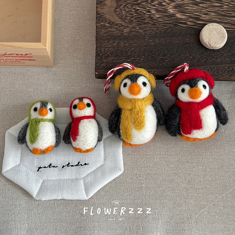 尼泊尔手工羊毛毡可爱企鹅胸针