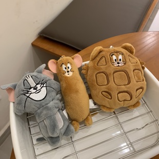 可爱复古猫和老鼠杰瑞毛毛虫挂件弹簧汤姆书包挂饰钥匙扣男女礼物