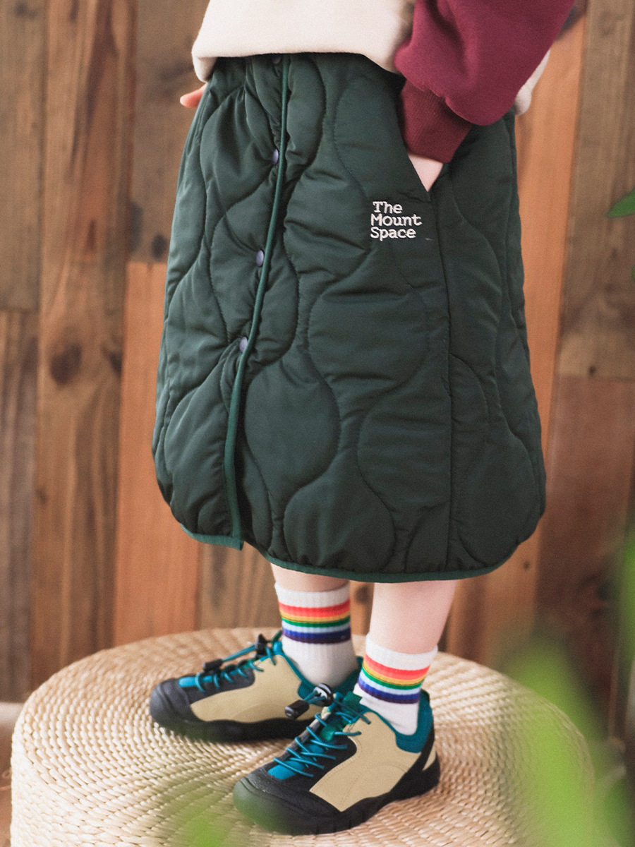 洋气百搭冬季儿童加厚夹棉半身裙 女童保暖裙防风中长款裙子a字裙