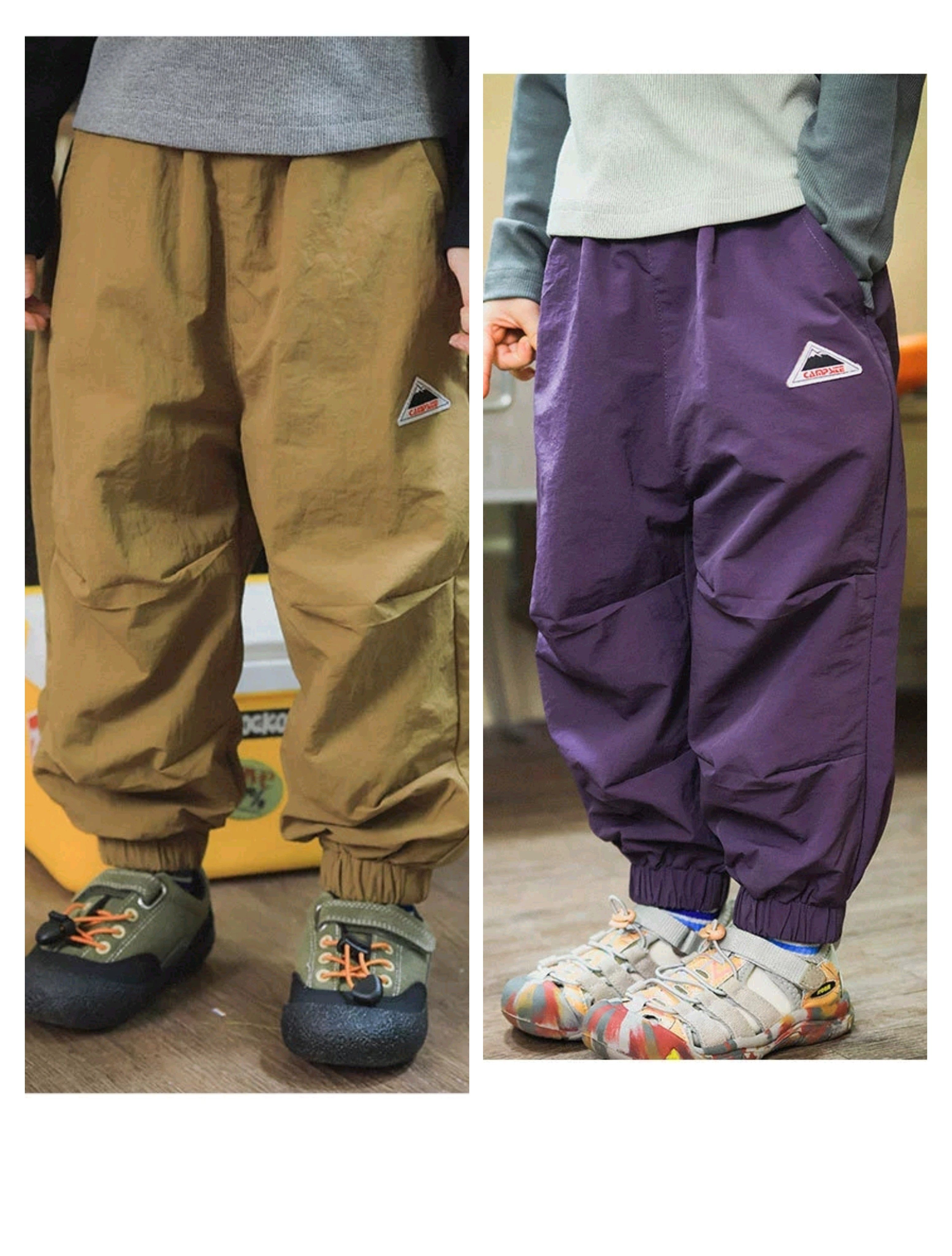 儿童秋款长裤男女童休闲户外速干裤防水防污束脚工装裤运动裤潮品