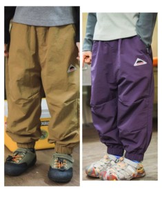 儿童秋款长裤男女童休闲户外速干裤防水防污束脚工装裤运动裤潮品