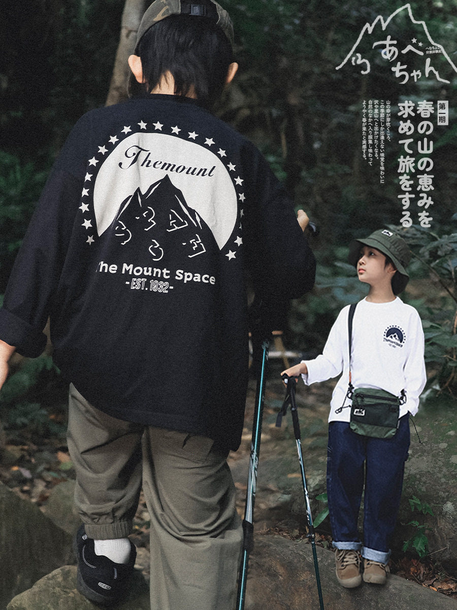 新品春款男童印花长袖T恤儿童精梳棉亲肤透气圆领上衣休闲打底衫