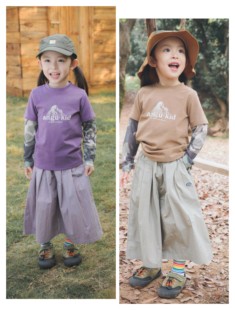 亲子装 儿童春款长袖T恤男女童假两件上衣休闲洋气打底衫薄纱透气