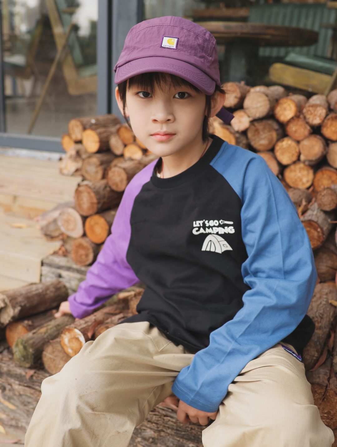 亲肤柔软儿童新品春款纯棉圆领T恤 洋气拼色男童长袖上衣打底衫