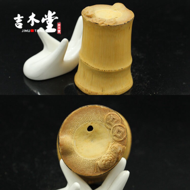 FANGLU QINGJIMUTANG 대나무 뿌리 조각 부티크 핸드 피스 유명한 연꽃 잎 황금 두꺼비 PIXIU 작은 물방울 컬렉션 장식품
