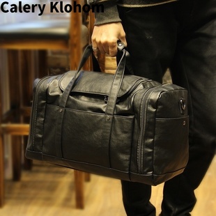 Calery 手提包商务出差包旅行 Klohom新款 真皮牛皮真皮大容量男士
