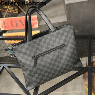 Klohom新款 Calery 真皮牛皮手提包男公文包文件电脑包轻商务出差