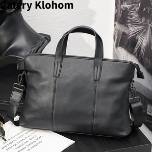 Klohom新款 男士 Calery 真皮牛皮新款 潮流休闲文件 横款 商务公文包