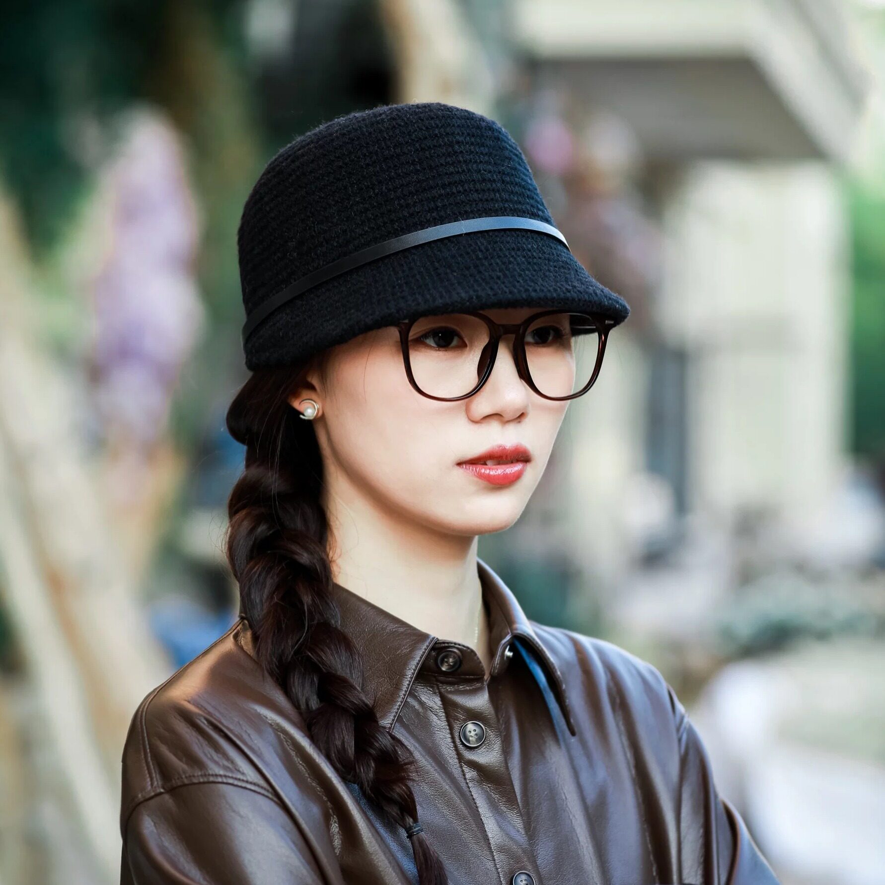 小香风针织渔夫帽女显脸小大头围