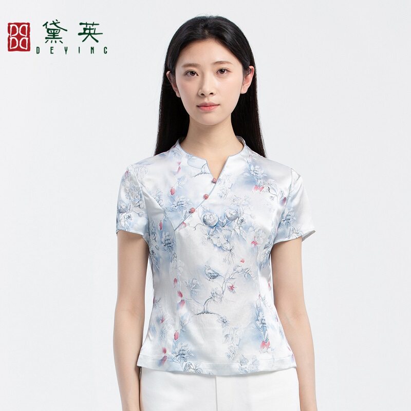 黛英夏季新品简约百搭民族风款旗袍上衣 PQAP2466