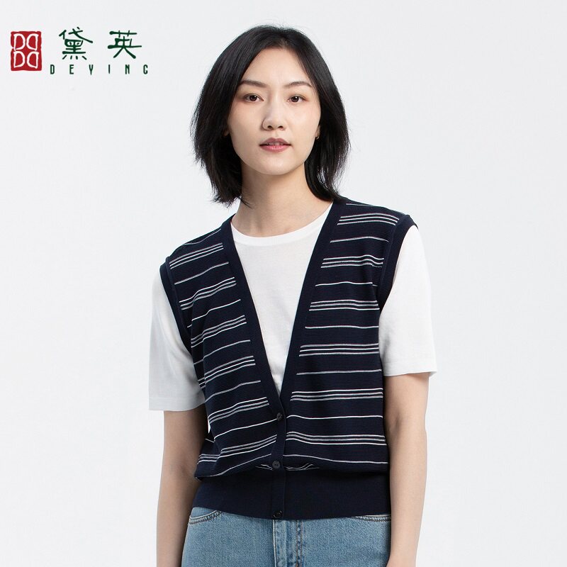 黛英夏季新品简约百搭民族风假两件毛衫 SJAP2349