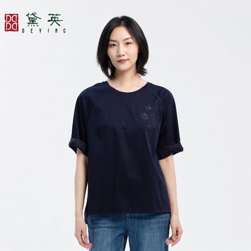 黛英夏季新品简约百搭民族风款体恤 TAP2282