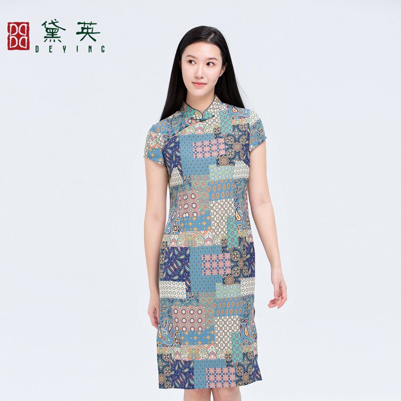黛英夏季新品简约百搭民族风款旗袍 PAO2213