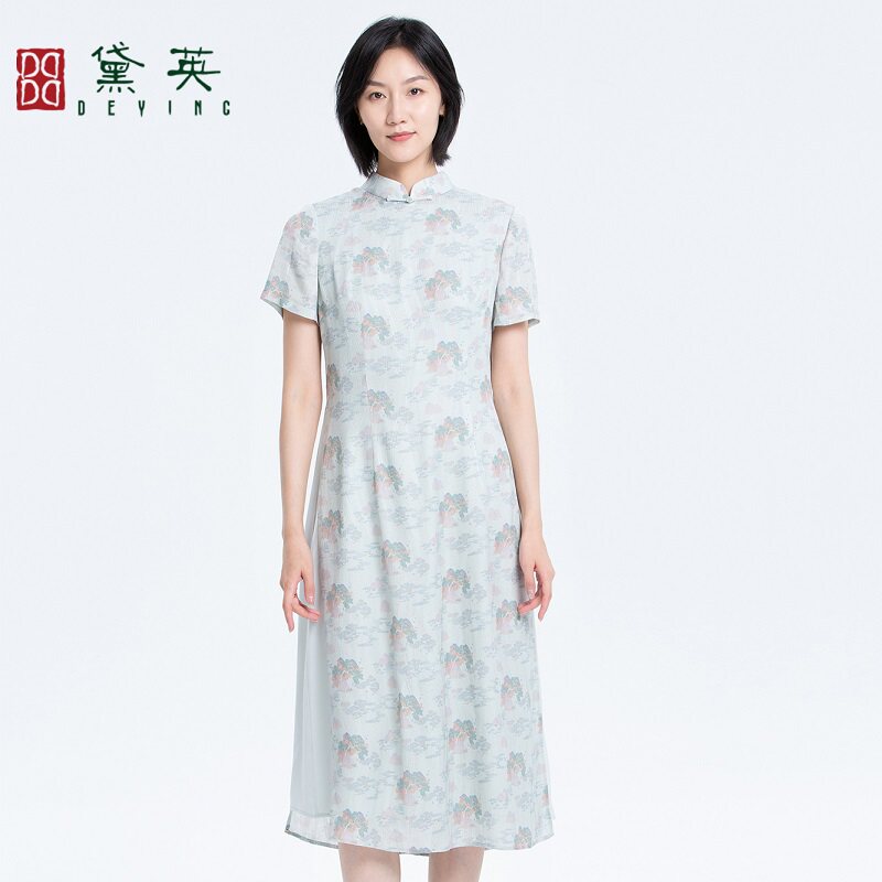 黛英秋季新品简约百搭新中式旗袍 PAO2704