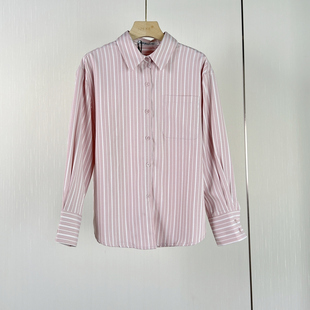 条纹衬衫 A系列 甜美百搭显瘦翻领长袖 女装 女上衣C3019 2025秋季