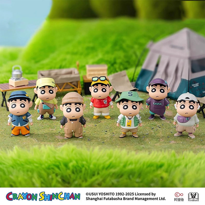 正版蜡笔小新露营系列盲盒手办